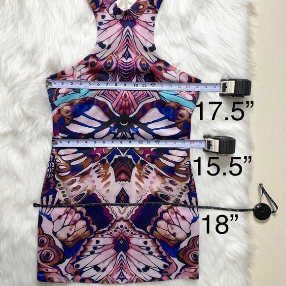 SOLD-Bebe Watercolor Halter Bodycon Dress - Picture 7 of 8